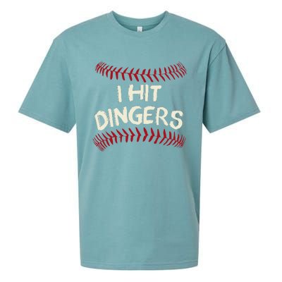 I Hit Dingers Baseball Softball Sueded Cloud Jersey T-Shirt