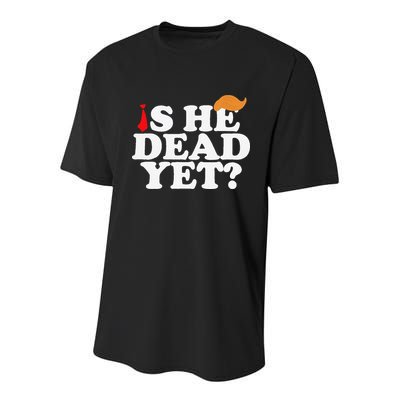 Is He Dead Yet 2025 Youth Performance Sprint T-Shirt