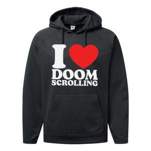 I Heart Doom Scrolling Modern Humor Performance Fleece Hoodie