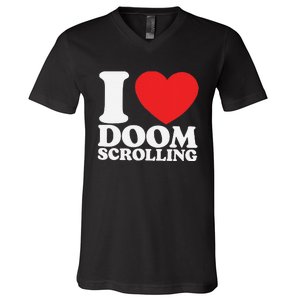 I Heart Doom Scrolling Modern Humor V-Neck T-Shirt