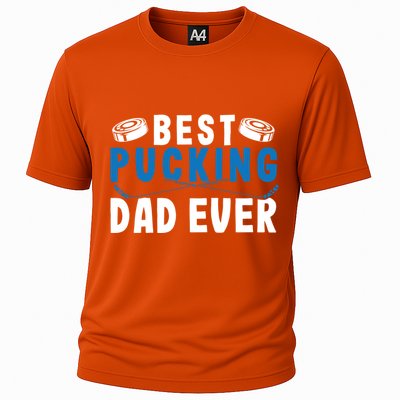 Ice Hockey Dad Best Pucking Dad Gift Cooling Performance Crew T-Shirt