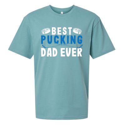 Ice Hockey Dad Best Pucking Dad Gift Sueded Cloud Jersey T-Shirt