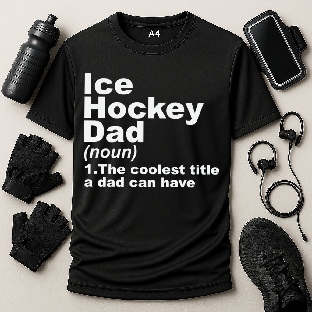 Ice Hockey Dad Definition Funny Sports Gift Fathers Day Cooling Performance Crew T-Shirt