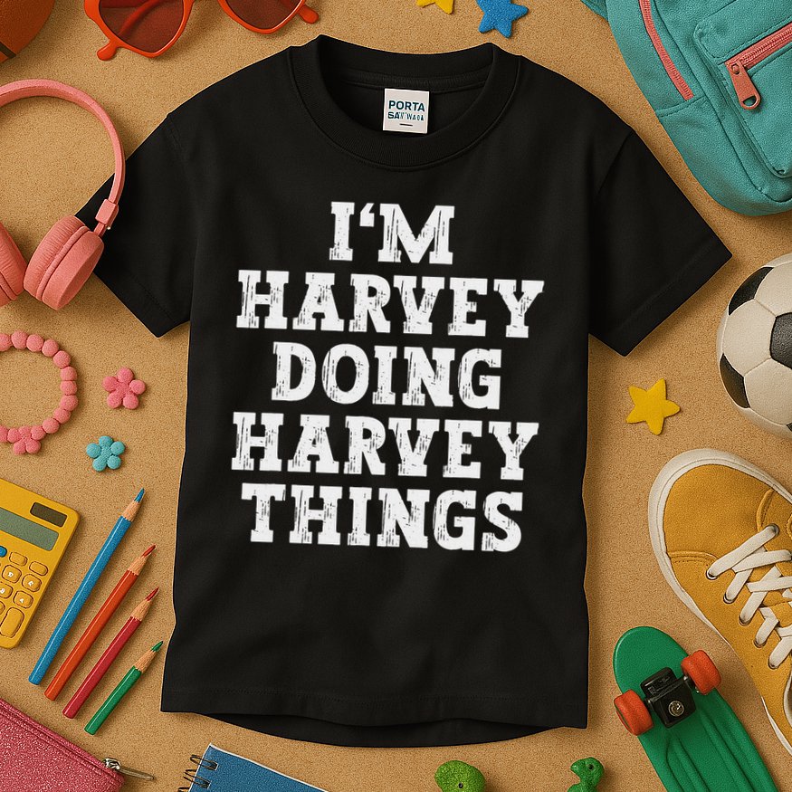 I'm Harvey Doing Harvey Things Funny Name Kids T-Shirt