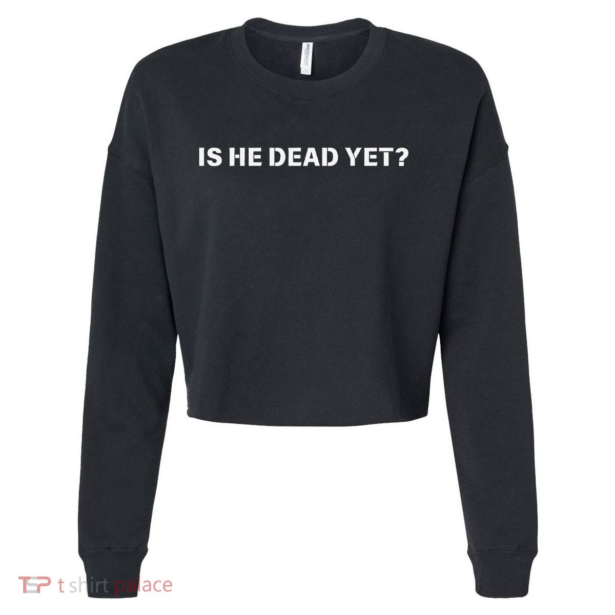 Is He Dead Yet Vintage Cropped Pullover Crew