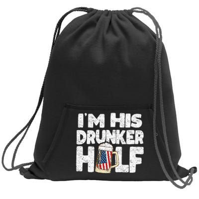 I'M His Drunker Half Beer Couple Matching 4th Of July gift Sweatshirt Cinch Pack Bag