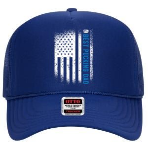 Ice Hockey Dad Best Pucking Dad Cool Gift High Crown Mesh Back Trucker Hat