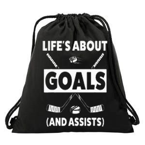 Ice Hockey Design for Life's about Goals Drawstring Bag