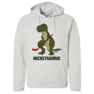 Ice Hockey Dinosaur Hockey Boy Hockey Hockeysaurus Performance Fleece Hoodie