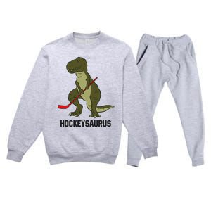 Ice Hockey Dinosaur Hockey Boy Hockey Hockeysaurus Premium Crewneck Sweatsuit Set