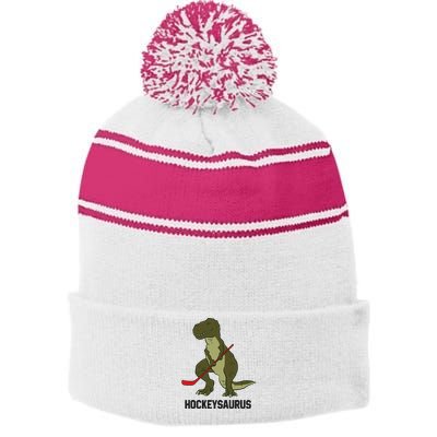 Ice Hockey Dinosaur Hockey Boy Hockey Hockeysaurus Stripe Pom Pom Beanie