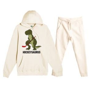 Ice Hockey Dinosaur Hockey Boy Hockey Hockeysaurus Premium Hooded Sweatsuit Set