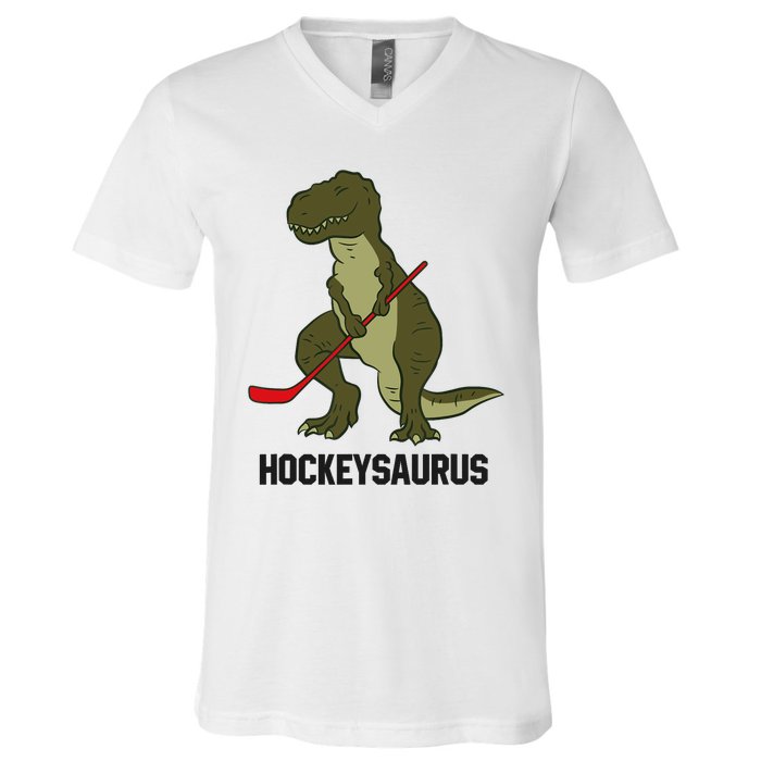 Ice Hockey Dinosaur Hockey Boy Hockey Hockeysaurus V-Neck T-Shirt