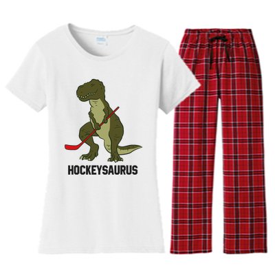 Ice Hockey Dinosaur Hockey Boy Hockey Hockeysaurus Women's Flannel Pajama Set