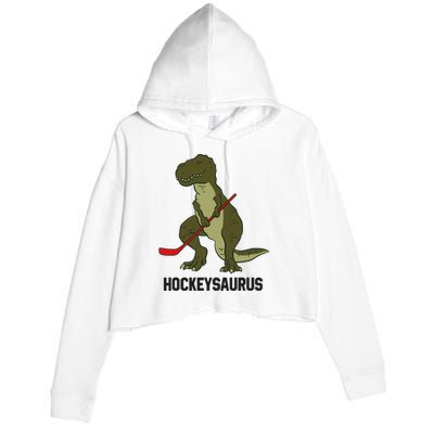 Ice Hockey Dinosaur Hockey Boy Hockey Hockeysaurus Crop Fleece Hoodie