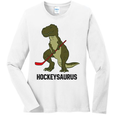 Ice Hockey Dinosaur Hockey Boy Hockey Hockeysaurus Ladies Long Sleeve Shirt