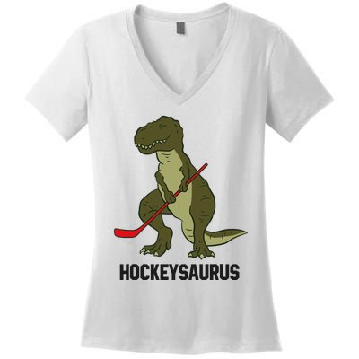 Ice Hockey Dinosaur Hockey Boy Hockey Hockeysaurus Women's V-Neck T-Shirt