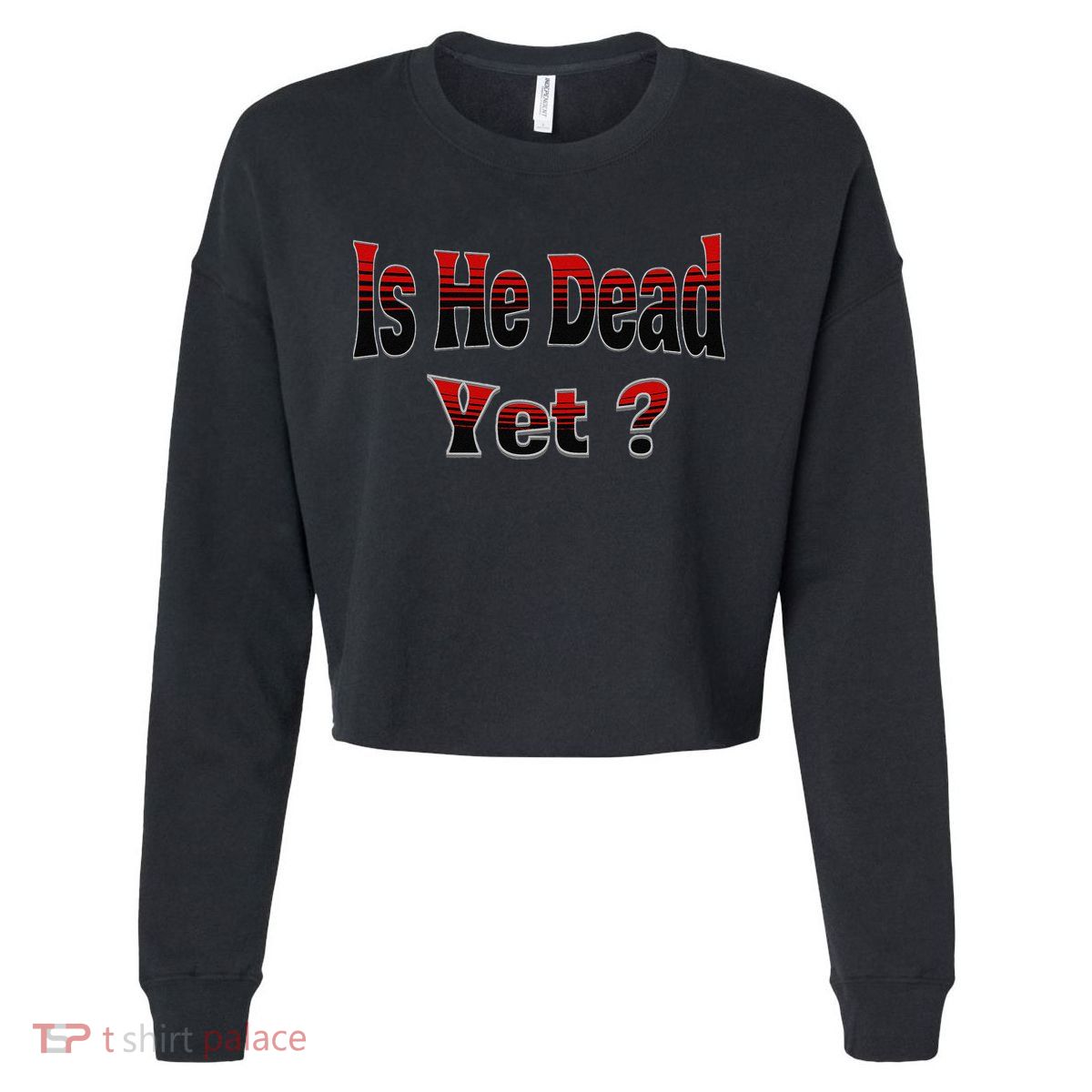 Is He Dead Yet Vintage Cropped Pullover Crew