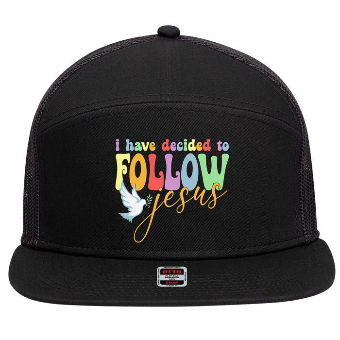 I Have Decided To Follow Jesus No Turning Back 7 Panel Mesh Trucker Snapback Hat