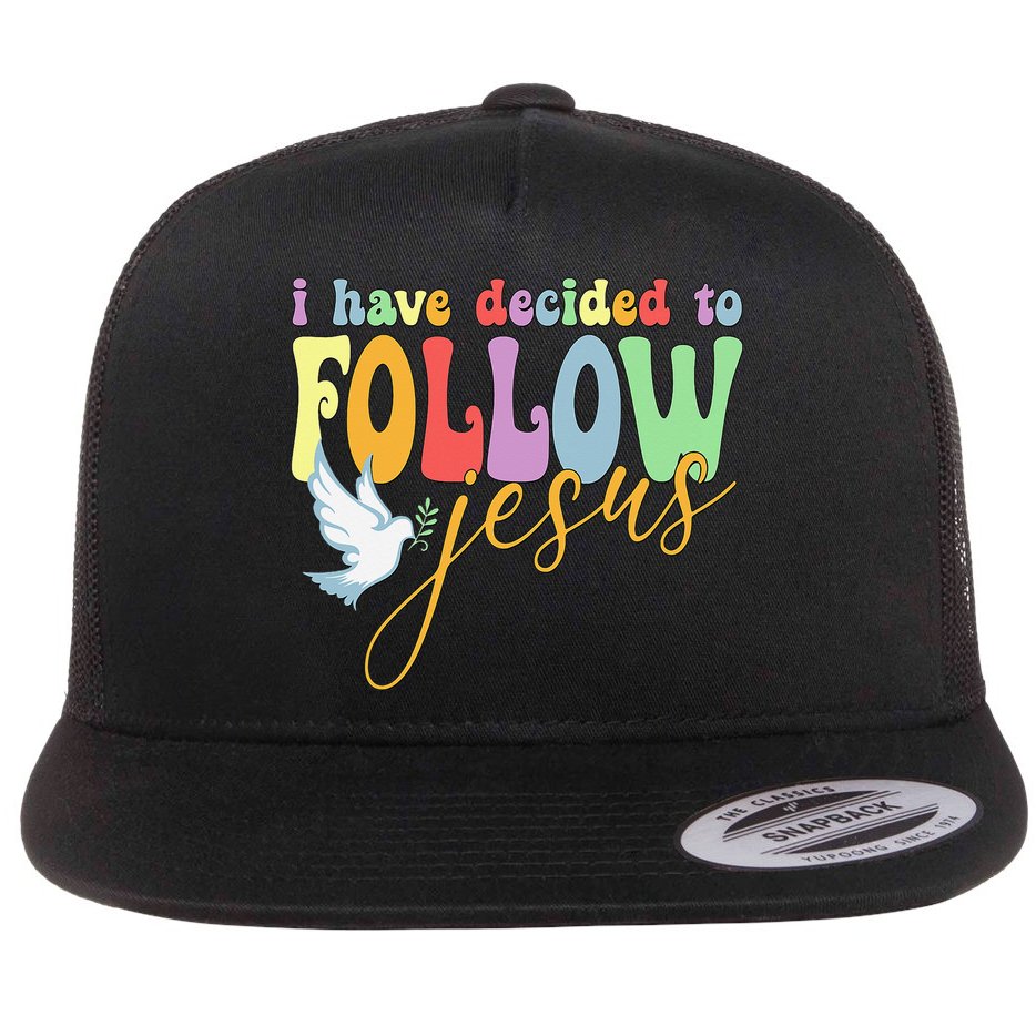 I Have Decided To Follow Jesus No Turning Back Flat Bill Trucker Hat
