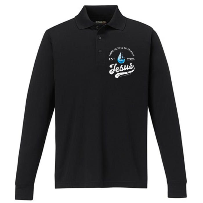 I Have Decided To Follow Jesus Baptism Babtized 2024 Performance Long Sleeve Polo