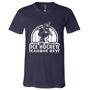 Ice Hockey Dinosaur Ice Hockey Saurus Rex - Ice Hockey Dino V-Neck T-Shirt