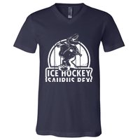 Ice Hockey Dinosaur Ice Hockey Saurus Rex - Ice Hockey Dino V-Neck T-Shirt