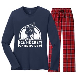 Ice Hockey Dinosaur Ice Hockey Saurus Rex - Ice Hockey Dino Women's Long Sleeve Flannel Pajama Set 