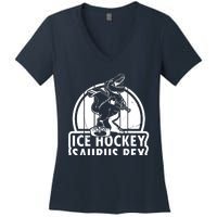 Ice Hockey Dinosaur Ice Hockey Saurus Rex - Ice Hockey Dino Women's V-Neck T-Shirt