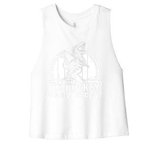 Ice Hockey Dinosaur Ice Hockey Saurus Rex - Ice Hockey Dino Women's Racerback Cropped Tank