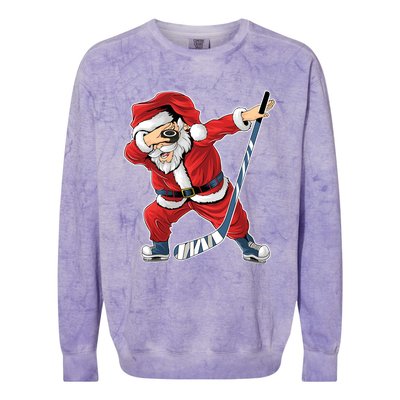 Ice Hockey Dabbing Santa Claus Hockey Player Christmas Gift Colorblast Crewneck Sweatshirt