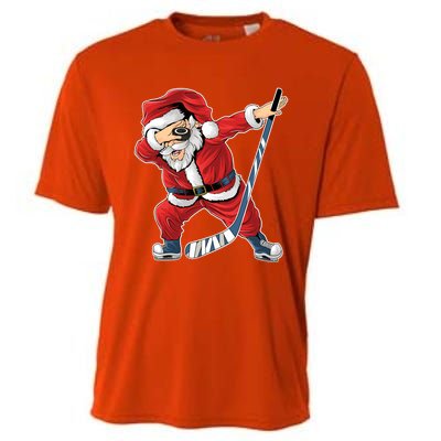 Ice Hockey Dabbing Santa Claus Hockey Player Christmas Gift Cooling Performance Crew T-Shirt