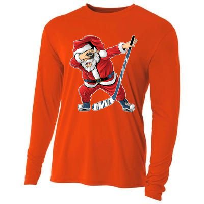 Ice Hockey Dabbing Santa Claus Hockey Player Christmas Gift Cooling Performance Long Sleeve Crew