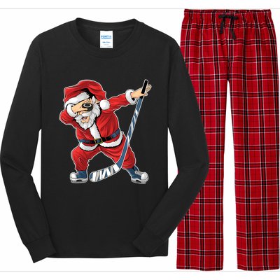 Ice Hockey Dabbing Santa Claus Hockey Player Christmas Gift Long Sleeve Pajama Set