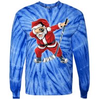 Ice Hockey Dabbing Santa Claus Hockey Player Christmas Gift Tie-Dye Long Sleeve Shirt