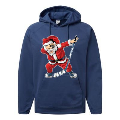 Ice Hockey Dabbing Santa Claus Hockey Player Christmas Gift Performance Fleece Hoodie