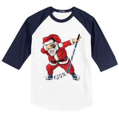 Ice Hockey Dabbing Santa Claus Hockey Player Christmas Gift Baseball Sleeve Shirt