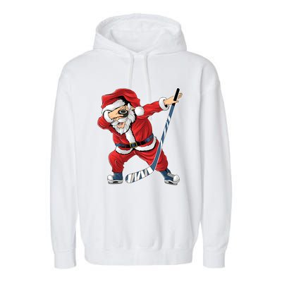 Ice Hockey Dabbing Santa Claus Hockey Player Christmas Gift Garment-Dyed Fleece Hoodie