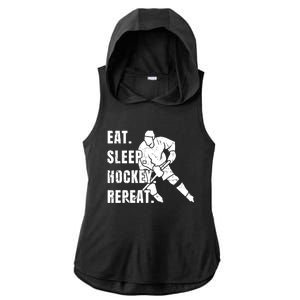 Ice Hockey Eat Sleep Hockey Repeat Hockey Great Gift Ladies PosiCharge Tri-Blend Wicking Draft Hoodie Tank