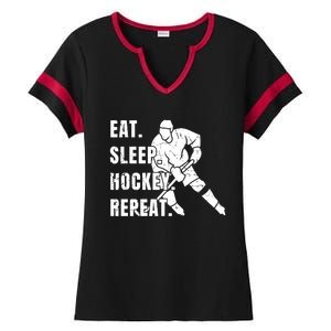 Ice Hockey Eat Sleep Hockey Repeat Hockey Great Gift Ladies Halftime Notch Neck Tee