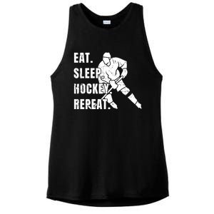 Ice Hockey Eat Sleep Hockey Repeat Hockey Great Gift Ladies PosiCharge Tri-Blend Wicking Tank