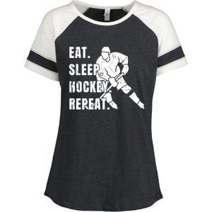 Ice Hockey Eat Sleep Hockey Repeat Hockey Great Gift Enza Ladies Jersey Colorblock Tee