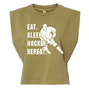 Ice Hockey Eat Sleep Hockey Repeat Hockey Great Gift Garment-Dyed Women's Muscle Tee