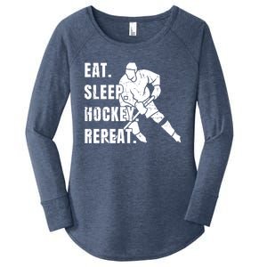 Ice Hockey Eat Sleep Hockey Repeat Hockey Great Gift Women's Perfect Tri Tunic Long Sleeve Shirt