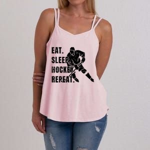 Ice Hockey Eat Sleep Hockey Repeat Hockey Great Gift Women's Strappy Tank