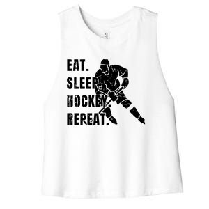 Ice Hockey Eat Sleep Hockey Repeat Hockey Great Gift Women's Racerback Cropped Tank