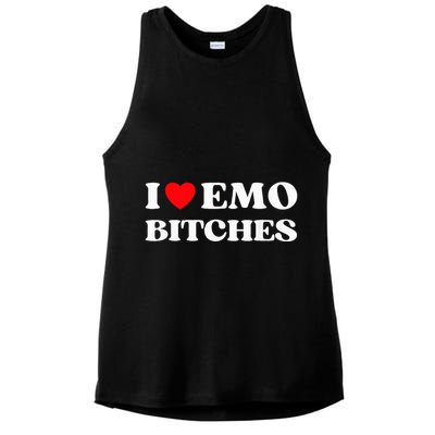 I Heart Emo Bitches Funny Quote Red Heart Emo Girl Style Ladies PosiCharge Tri-Blend Wicking Tank