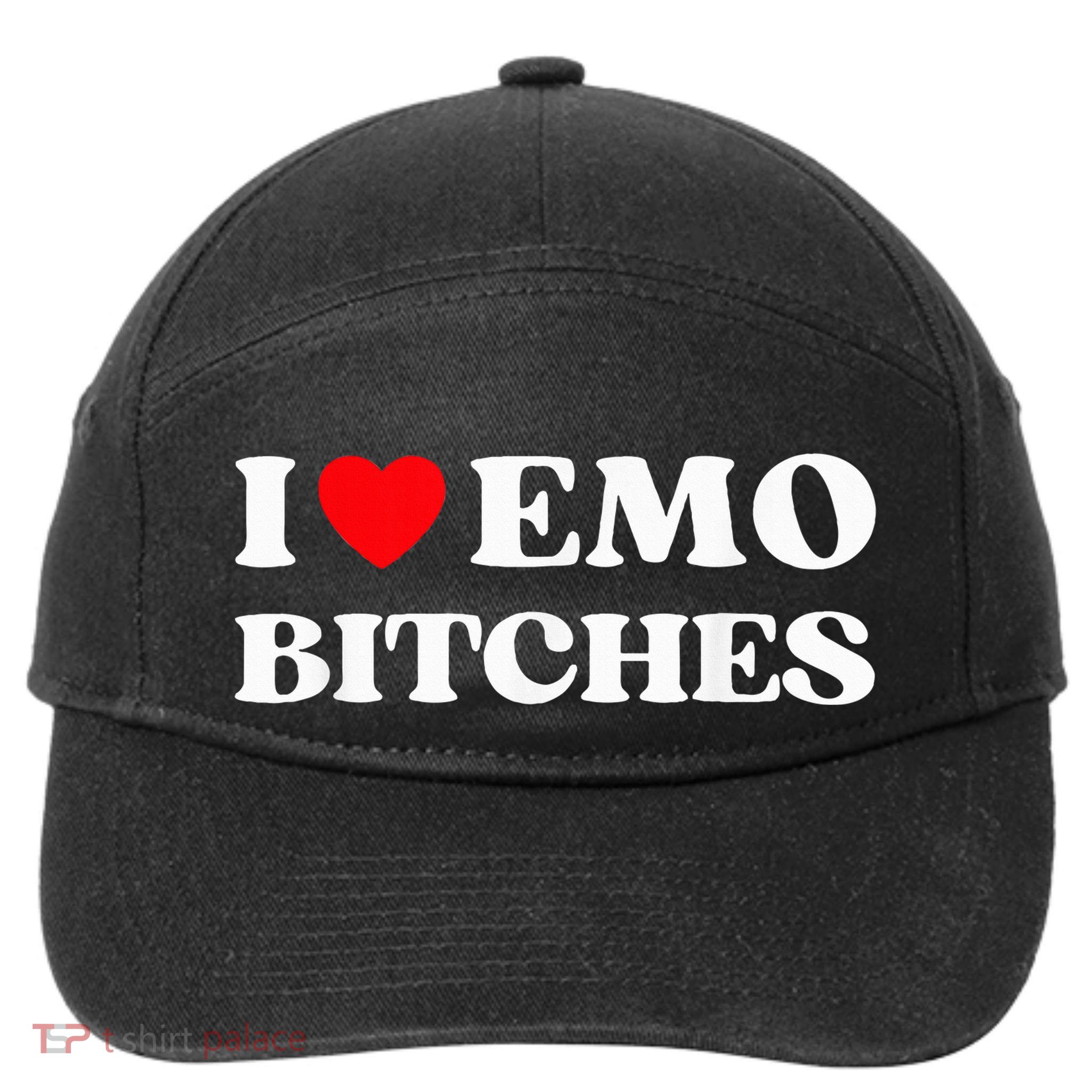 I Heart Emo Bitches Funny Quote Red Heart Emo Girl Style 7-Panel Snapback Hat