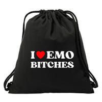 I Heart Emo Bitches Funny Quote Red Heart Emo Girl Style Drawstring Bag