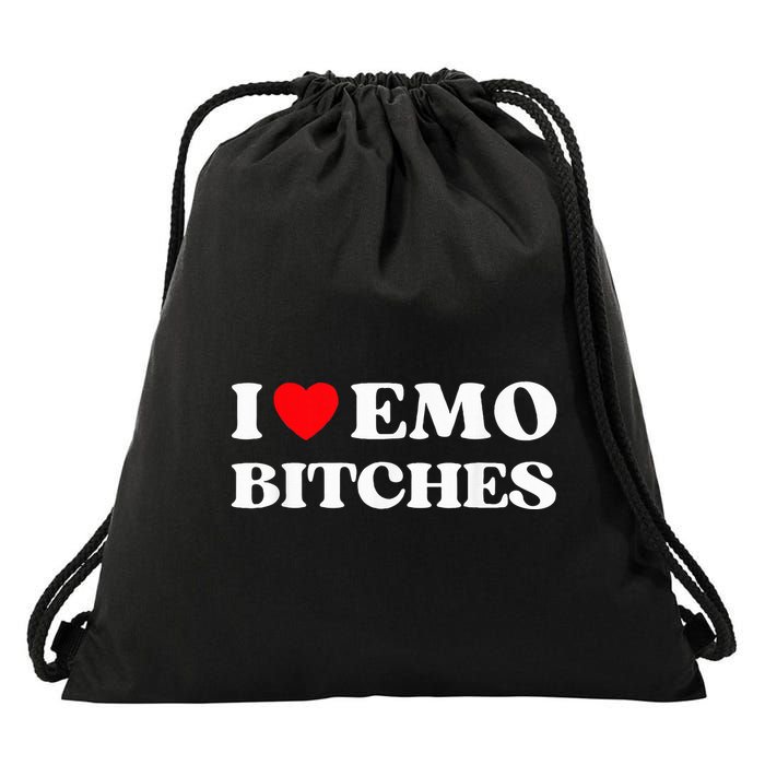 I Heart Emo Bitches Funny Quote Red Heart Emo Girl Style Drawstring Bag